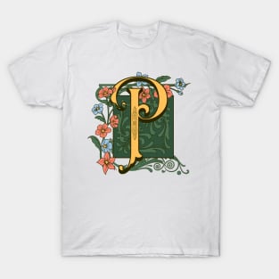 Art Nouveau Letter P, Ornamental Letter P, Art Deco T-Shirt